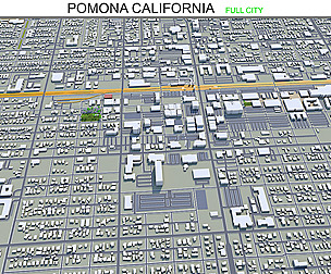 Pomona city California 3d model 40km