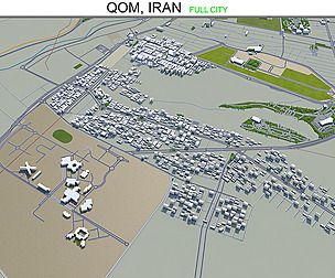 Qom city Iran 3d model 60km