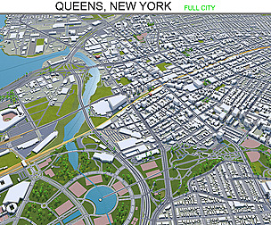 Queens city New York 3d model 60km