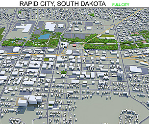 Rapid City South Dakota 3d model 50km