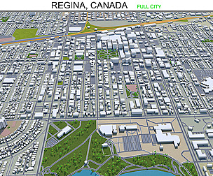 Regina city Canada 3d model 30km