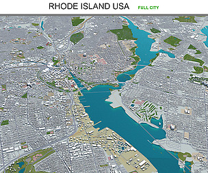 Rhode city Island USA 3d model 150km