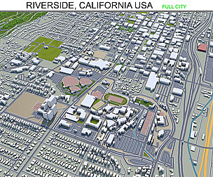 Riverside city California USA 3d model 40km