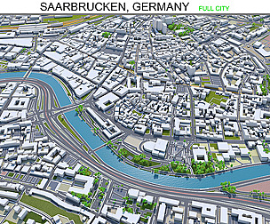 Saarbrucken city Germany 3d model 40km