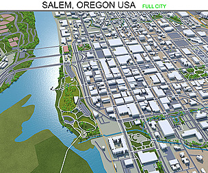 Salem city Oregon USA 3d model 50km