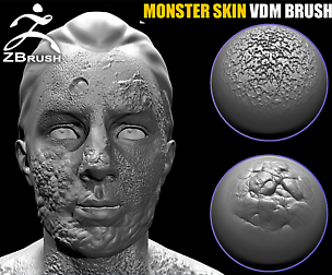 10 Monster (Zombie) Skin VDM Brush for ZBrush