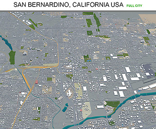 San Bernardino city California USA 3d model 40km