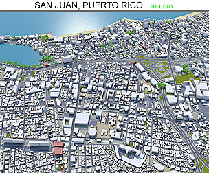 San Juan city Puerto Rico 3d model 30km