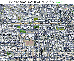 Santa Ana city California USA 3d model 20km