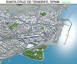 Santa Cruz De Tenerife city Spain 3d model 30km