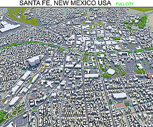 Santa Fe city New Mexico USA 3d model 50km