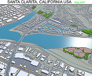 Santa Clarita city California USA 3d model 40km