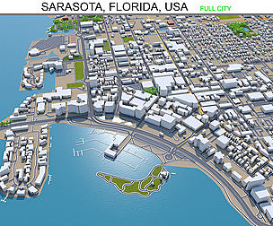 Sarasota city Florida USA 3d model 30km