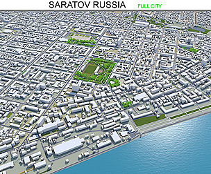 Saratov city Russia 3d model 60km