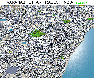 Varanasi city Uttar Pradesh India 3d model 30km