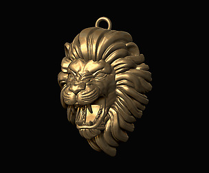 Furious Lion Head Pendant 3D print model