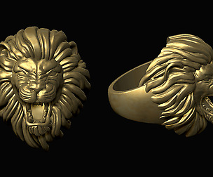 Furious Lion Head Ring 3D print model