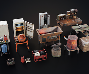 Set of workbenches and tools