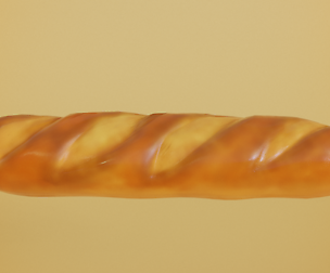Baguette bread cartoon 3D model