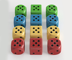 Classic Dice with different colors and shapes