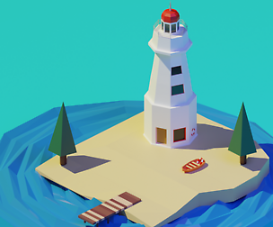 Isometric Low Poly Lighthouse by Zoe Tamago
