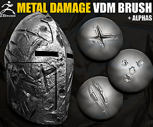 25 Metal Surface Damages VDM Brush for ZBrush