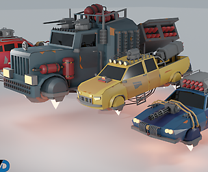 Scifi Car Collection Low Poly