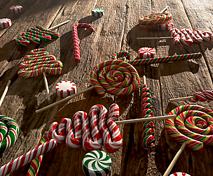 Candy canes and Christmas sweets ( 3d model, PBR)