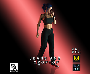 Jeans and Crop Top - Marvelous Designer & Clo