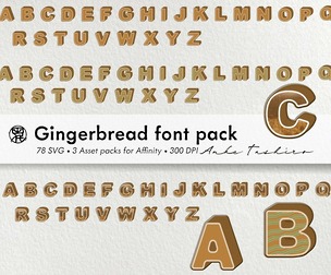 Gingerbread Christmas Font Pack SVG Clipart 300 DPI Printable Instant Download