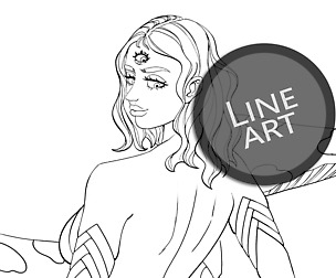 Lineart (ONLY) Coloring Page11 | Fantasy Character
