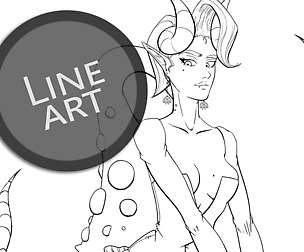 Lineart (ONLY) Coloring Page12 | Fantasy Character