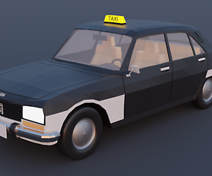 Faceted-concept Peugeot 504 Taxi 3D model