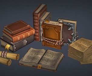 Books scrolls and papers