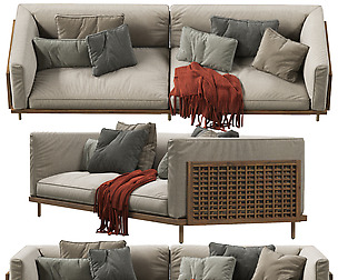 122 Belle Reeve Sofa Brass & Walnut