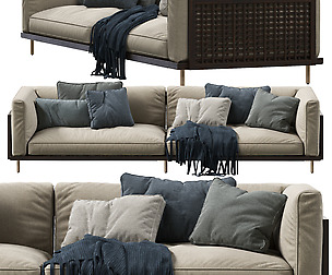 122 Belle Reeve Sofa Brass & Walnut