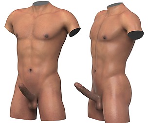 Realistic African Adult Man Torso