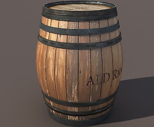 Wooden Barrel Low poly 3d Model