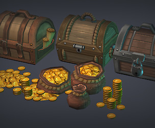 Chest bag and gold coin