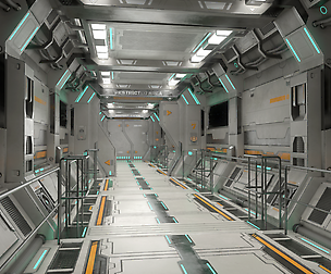 Sci-Fi Modular Corridor with Door Ver 2 - Low Poly