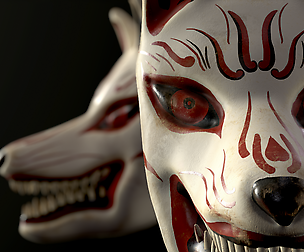 Japanese Kitsune ( Fox - demon ) Mask