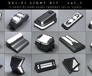 Sci-fi Light kit [Game ready topology ]