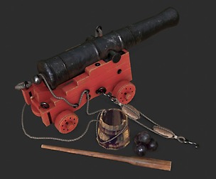 Old Naval Cannon - Painted Wood