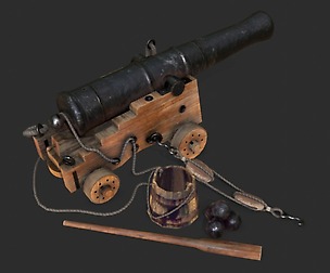 Old Naval Cannon - Natural Wood
