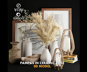 3dasset pampas in ceramic vase