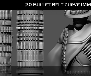 🔫20BULLET Belt CurveIMM ZBRUSH(Brushes)(Blender)🖌️