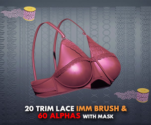 TRIM lace 20 IMM Curve & 60 Alphas, ZBRUSH Blender