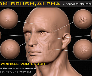 20 Skin Wrinkle VDM Brush & Alpha + Video Tutorial