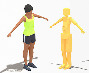 Low Poly Woman Exercise RIG