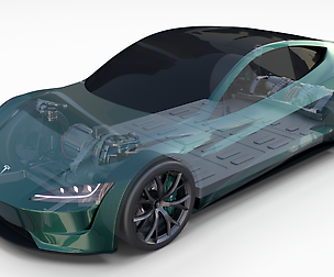 Tesla Roadster Green with Chassis